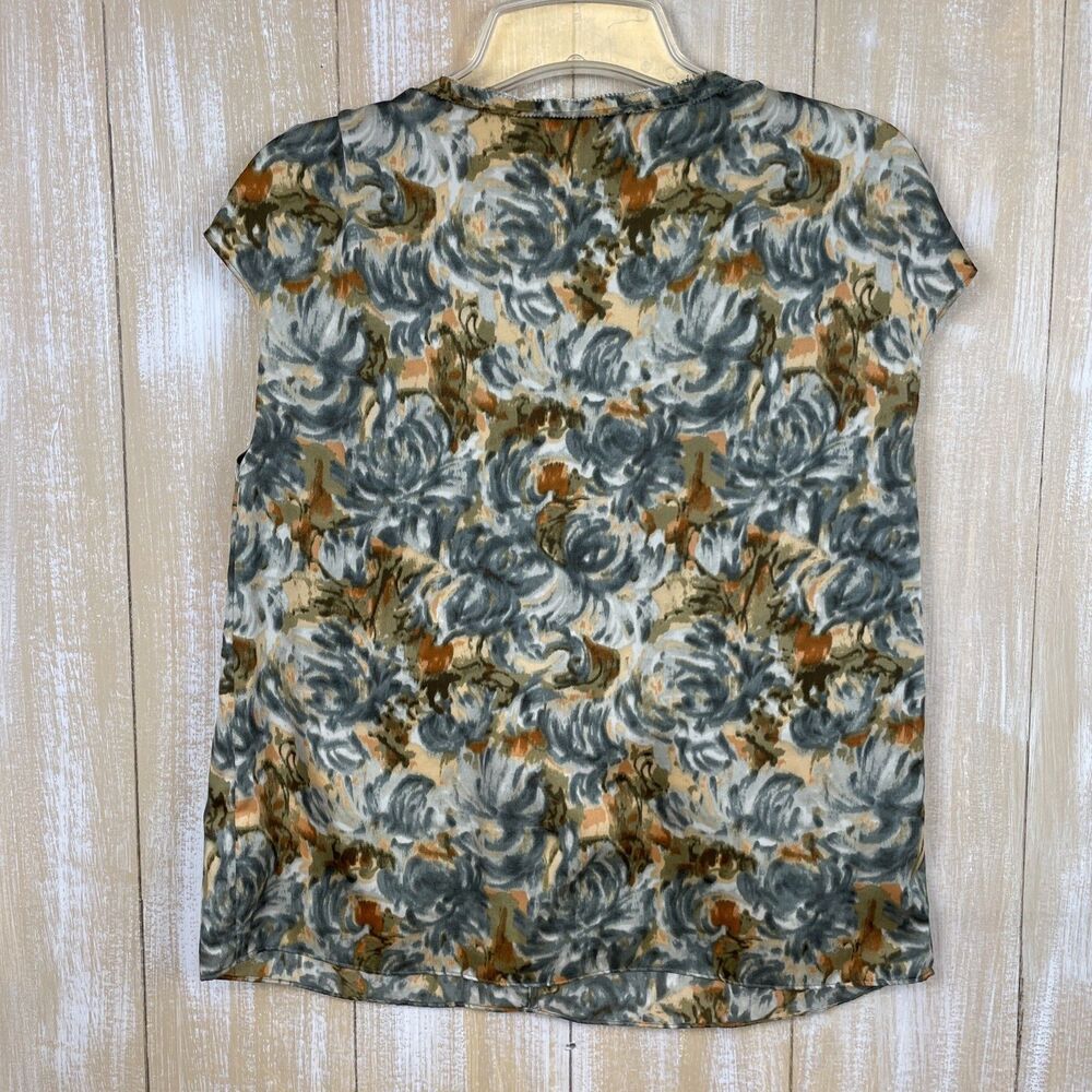 Talbots Petites 6p Blouse Gray Brown Multi Sleeveless Top - Picture 4 of 7